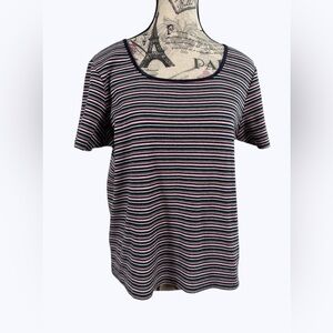 Crazy Horse Liz Claiborne Multicolor Striped Short Sleeve  Chic CasualTop Size L